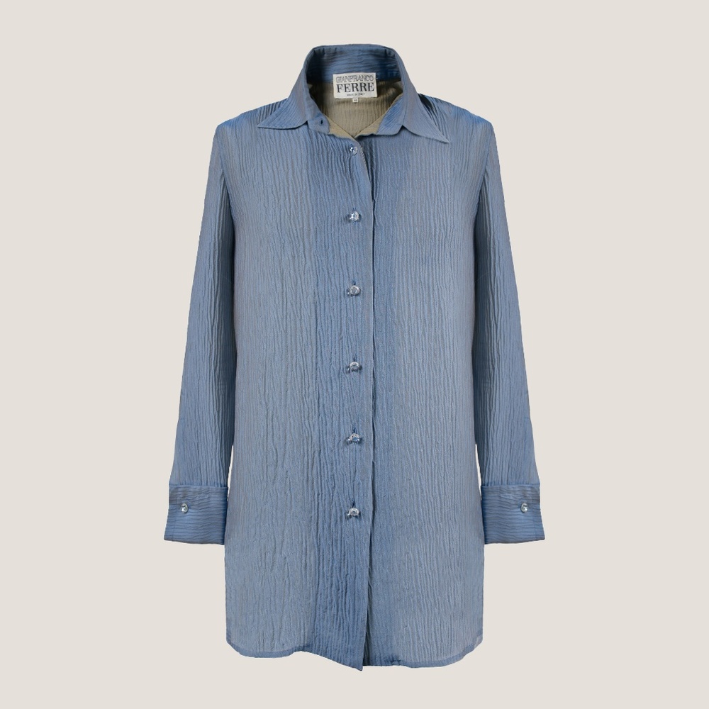 GIANFRANCO FERRÉ Silk Blend Plissé Blouse IT 40
